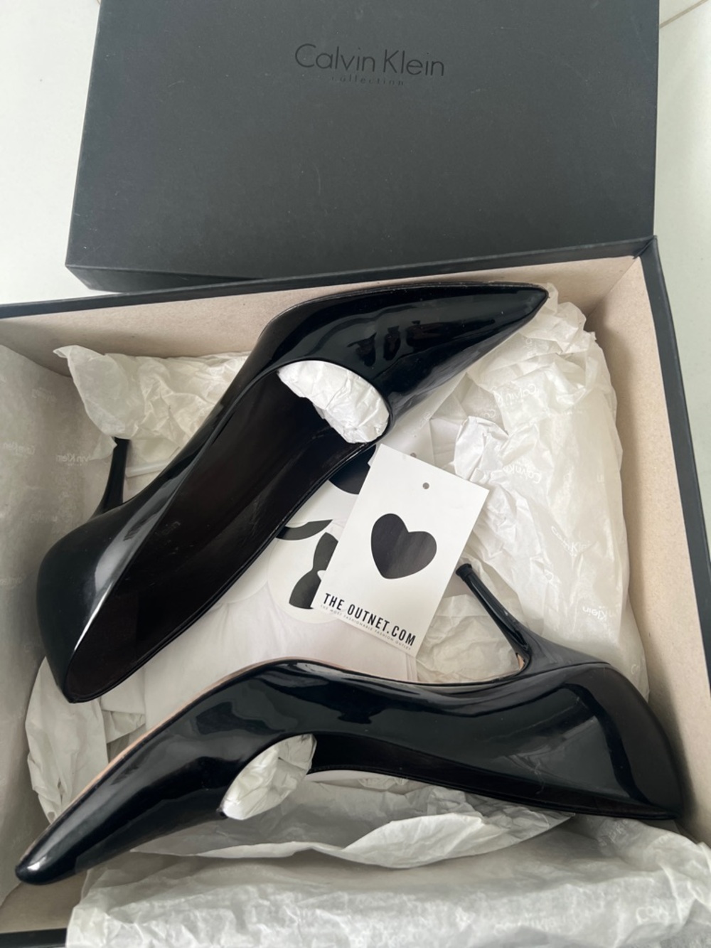 Calvin Klein Collection Black Pointed-Toe Patent Pumps
